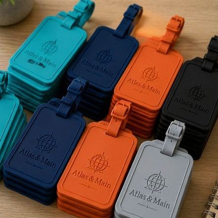 Luggage tags with logo — customer photo