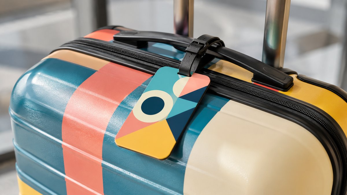 Full-color soft PVC luggage tag with edge-to-edge printed brand artwork